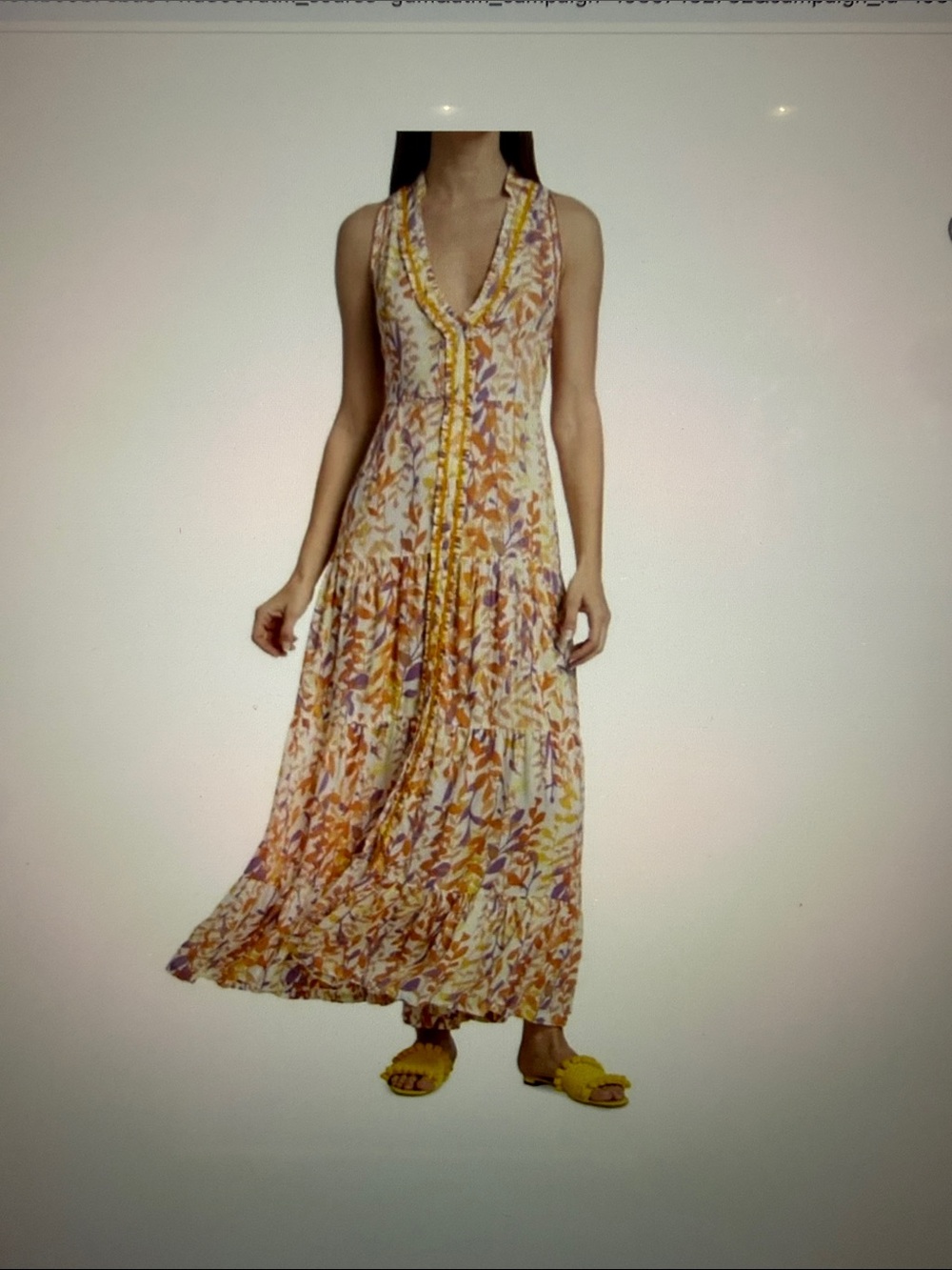 NWT POUPETTE ST. BARTHS Nana maxi dress in cream and orange